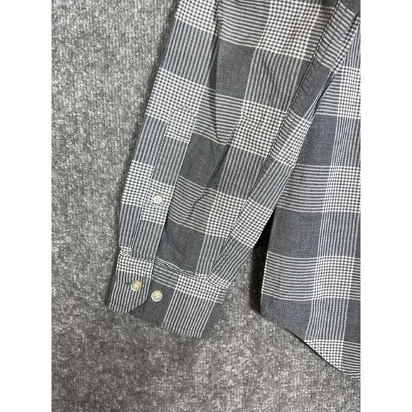 Banana Republic Cotton Stretch Grant Fit Oxford Shirt Men Size Large Gray Button - Picture 8 of 10